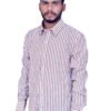 cotton linen red striped shirt